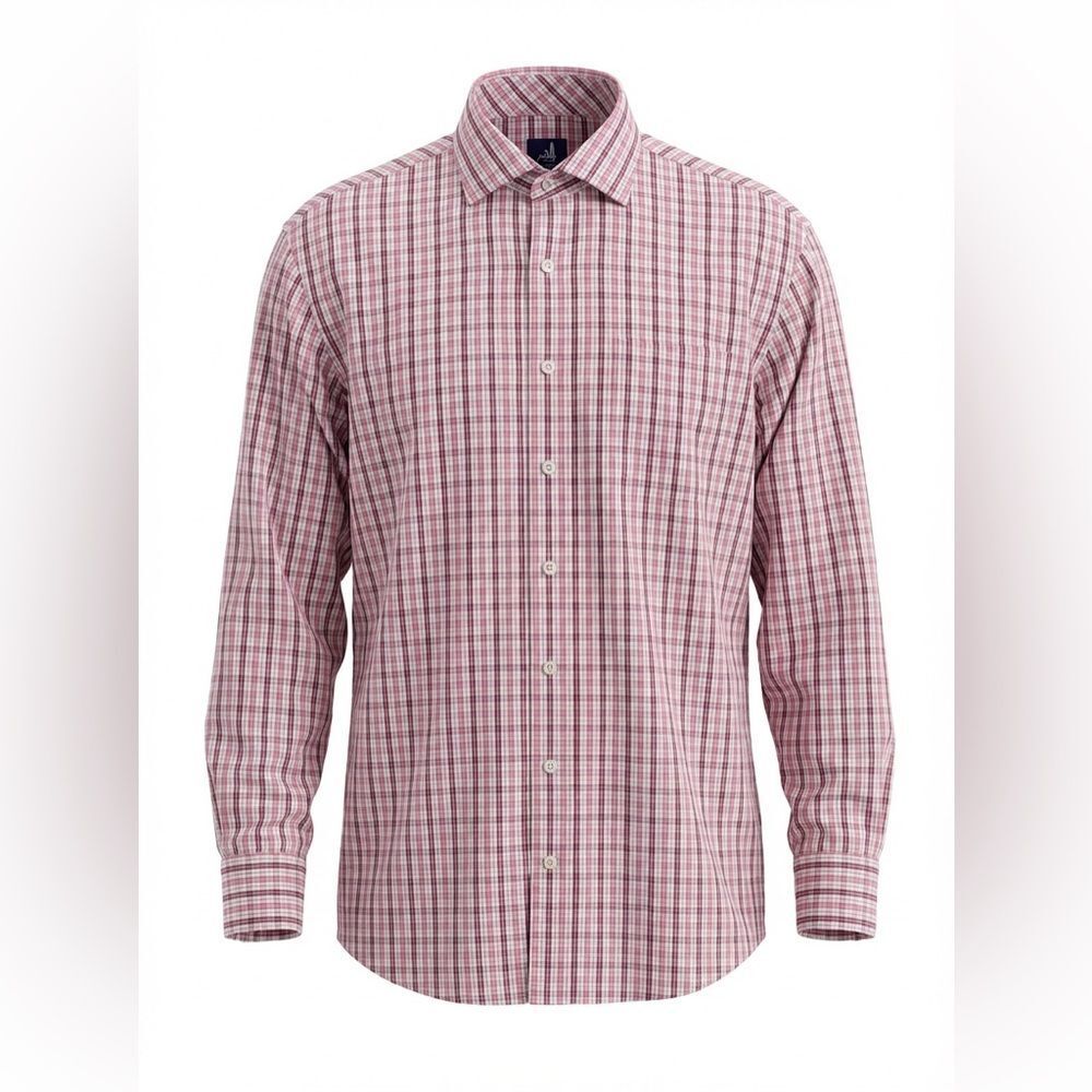JOHNNIE-O MENS BUTTON DOWN SHIRT SIZE M RED PINK STRIPES